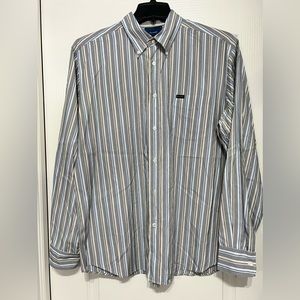 Faconnable Men's multi color stripe button up shirt.‎  Size XL